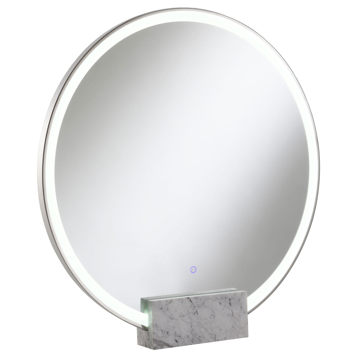 Coaster Jocelyn Round LED Vanity Mirror White Marble Base Chrome
