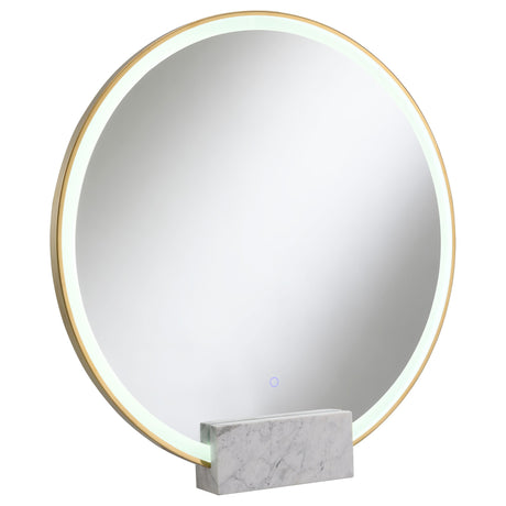 Coaster Jocelyn Round LED Vanity Mirror White Marble Base Gold
