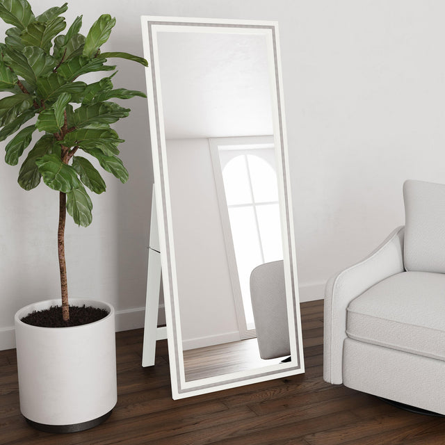 Coaster Windrose 28 x 67 Inch Tempered LED Standing Mirror White