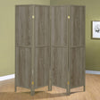 Coaster Deepika 4-Panel Room Divider Folding Screen Grey Driftwood