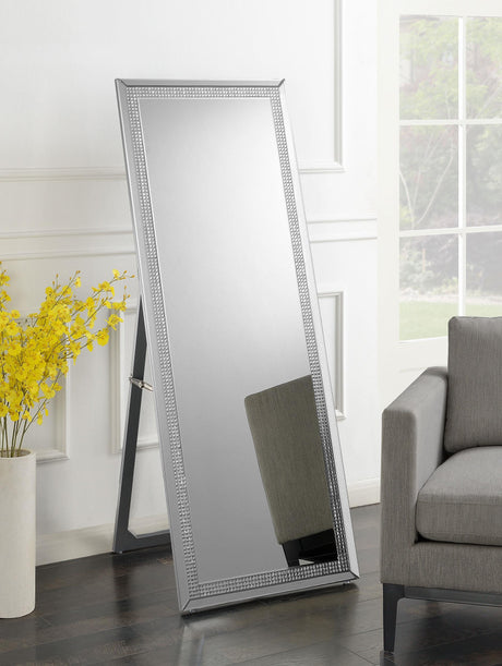 Coaster Giddish 24 x 64 Inch Full Length Standing Mirror Silver
