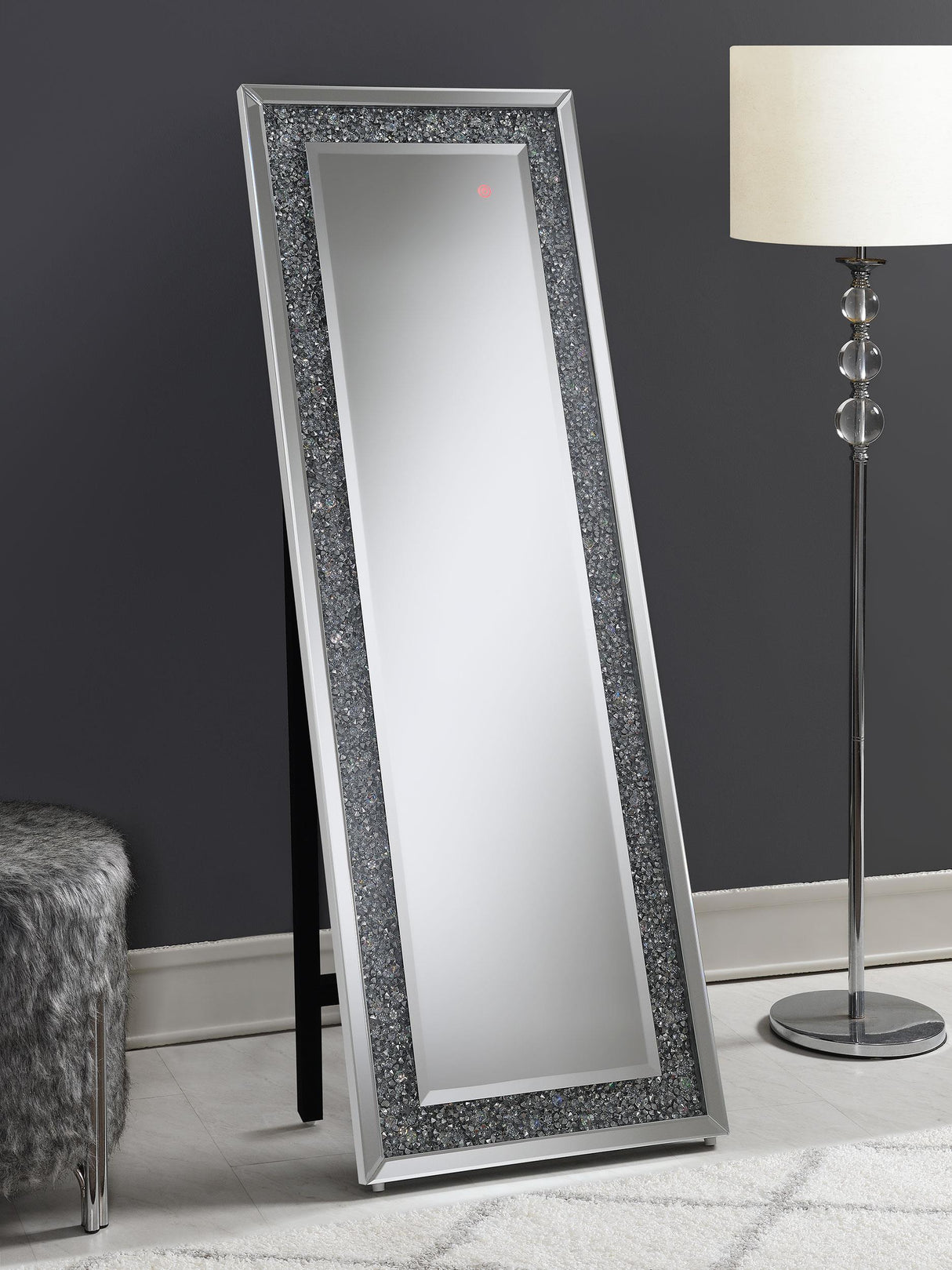 Coaster Carisi 22 x 61 Inch Crystal Acrylic Standing Mirror Silver