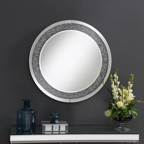Coaster Lixue 32 x 32 Inch Round Wall Mirror LED Lighting Silver