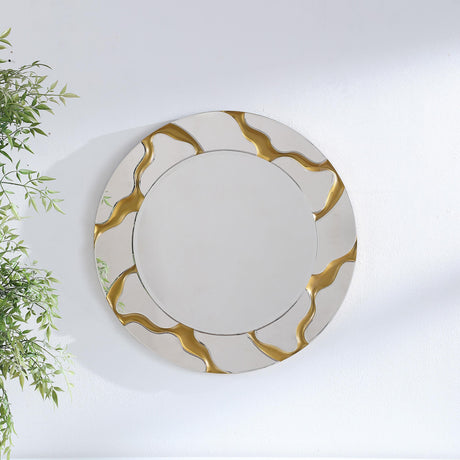 Coaster Dorinda 36 x 36 Inch Round Kintsugi Style Wall Mirror Gold