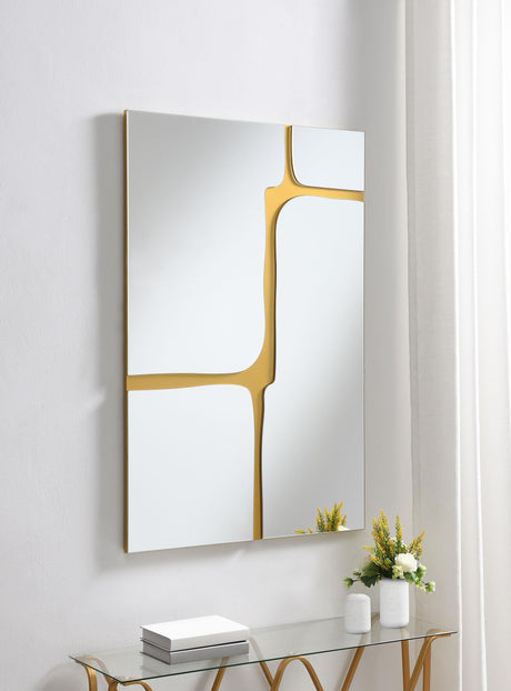 Coaster Kimberly 32 x 47 Inch Kintsugi Style Wall Mirror Gold