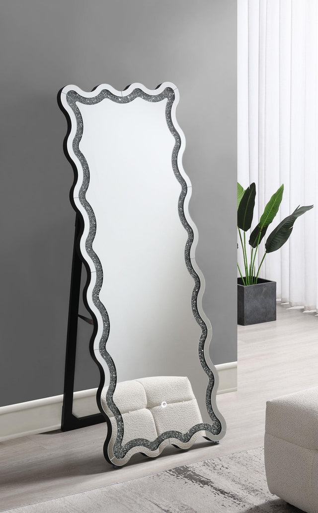 Coaster Brixey 24 x 63 Inch LED Lighting Standing Floor Mirror Black