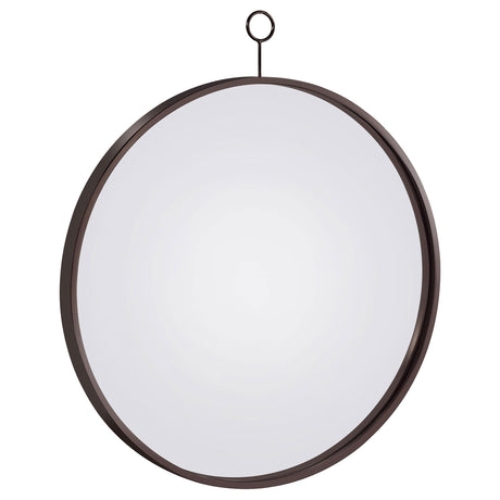 Coaster Gwyneth 30 x 35 Inch Round Wall Mirror Black Nickel