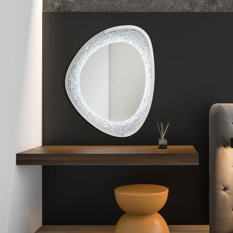 Coaster Mirage 32 x 39 Inch Acrylic Crystal LED Wall Mirror Silver