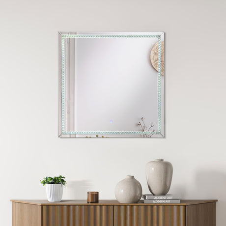 Coaster Noelle 39 x 39 Inch Wall Mirror with LED Lighting Silver