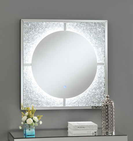Coaster Theresa 39 x 39 Inch Wall Mirror with LED Lighting Silver