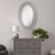 Coaster Colleen 31 x 47 Inch Oval Wall Mirror Crystal Flowers Silver