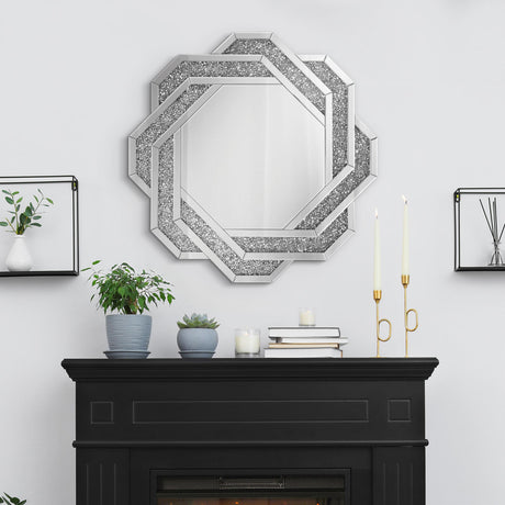 Coaster Mikayla 40 x 40 Inch Braided Frame Wall Mirror Silver