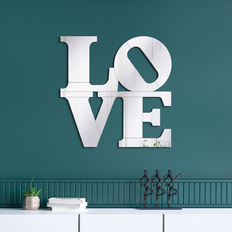 Coaster Keiran 40 x 40 Inch LOVE Lettered Wall Mirror Silver