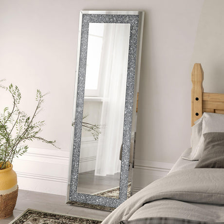 Coaster Valerie 24 x 63 Inch Acrylic Crystal Floor Mirror Silver