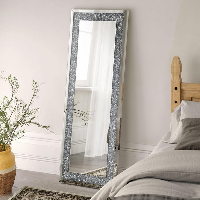 Coaster Valerie 24 x 63 Inch Acrylic Crystal Floor Mirror Silver