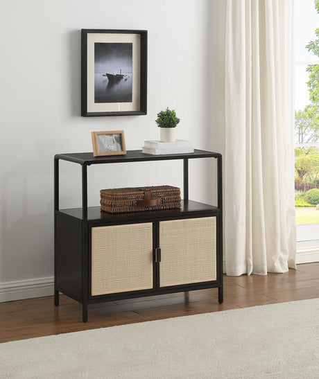 Coaster Amherst 2-door Radio Weave Cane Metal Accent Cabinet Black
