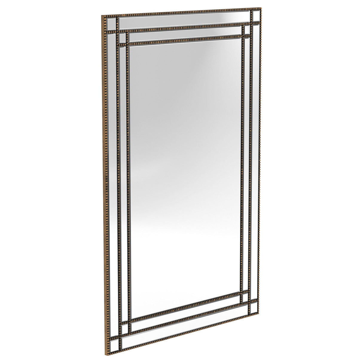 Coaster Liam 32 x 47 Inch Rectangular Beaded Trim Wall Mirror Silver