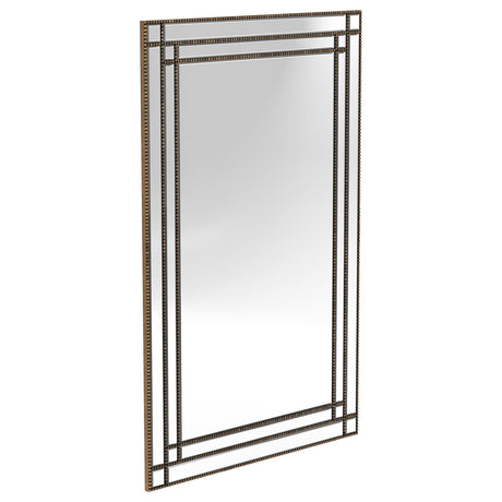 Coaster Liam 32 x 47 Inch Rectangular Beaded Trim Wall Mirror Silver