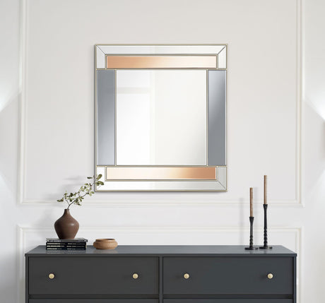 Coaster Braylin 38 x 40 Inch Wall Mirror Champagne and Silver