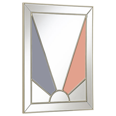 Coaster Calixte 32 x 39 Inch Wall Mirror Champagne and Silver