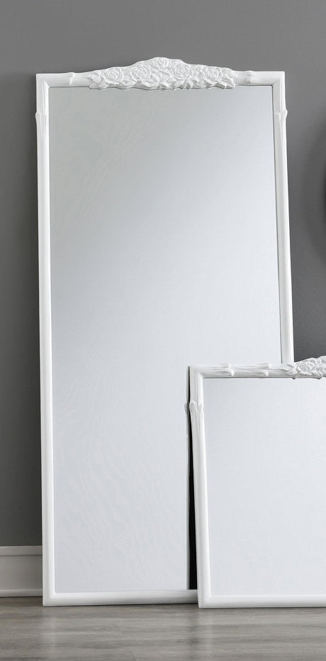 Coaster Sylvie 30 x 65 Inch French Provincial Floor Mirror White