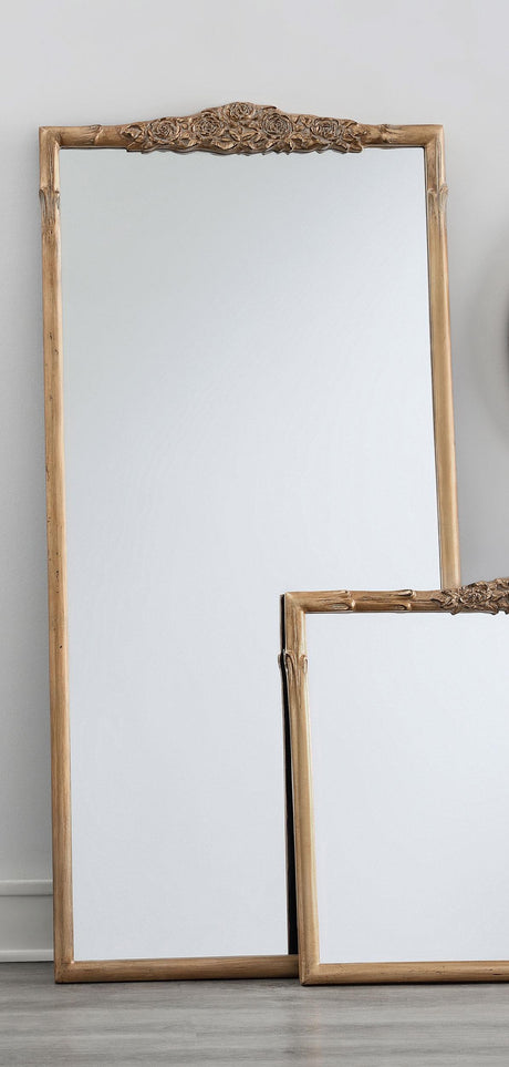 Coaster Sylvie 30 x 65 Inch French Provincial Floor Mirror Gold