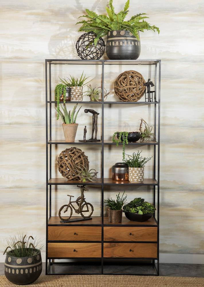 Coaster Belcroft 74-inch 4-drawer Storage Bookshelf Natural Acacia