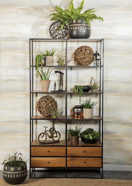 Coaster Belcroft 74-inch 4-drawer Storage Bookshelf Natural Acacia