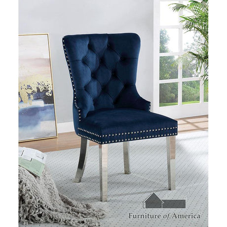 Furniture of America Jewett Chair, Blue (2/CTN)