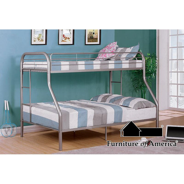 Furniture of America Finnerty Twin/Full Bunk Bed, Silver