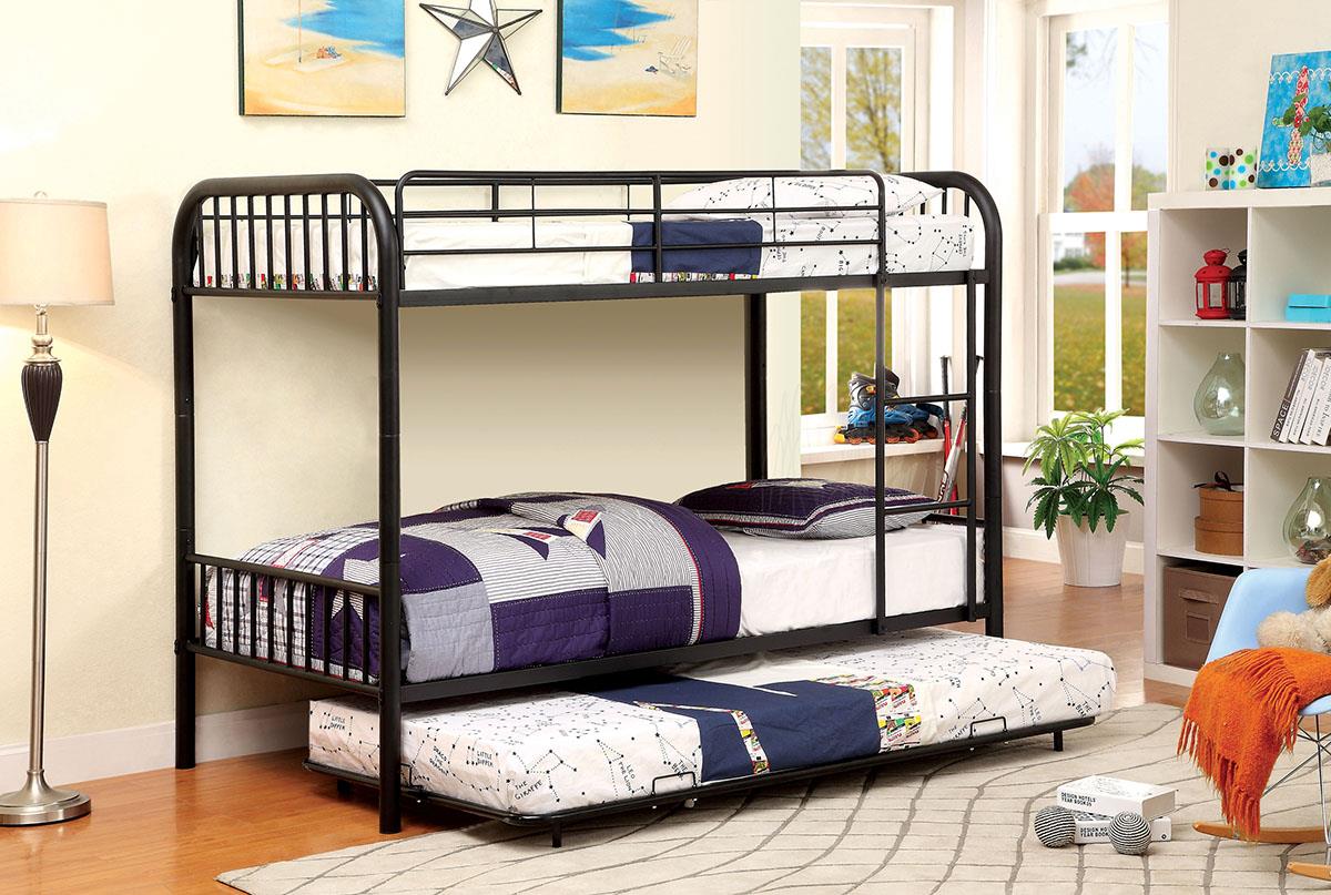 Furniture of America Rainbow Metal Twin/Twin Bunk Bed, Black