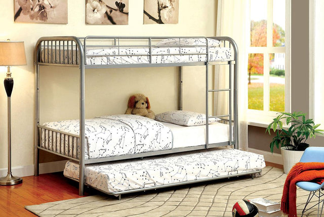 Furniture of America Rainbow Metal Twin/Twin Bunk Bed, Silver