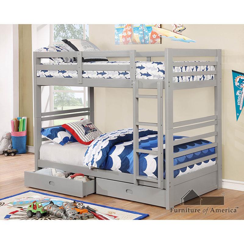 Furniture of America California Iv Twin/Twin Bunk Bed, Gray