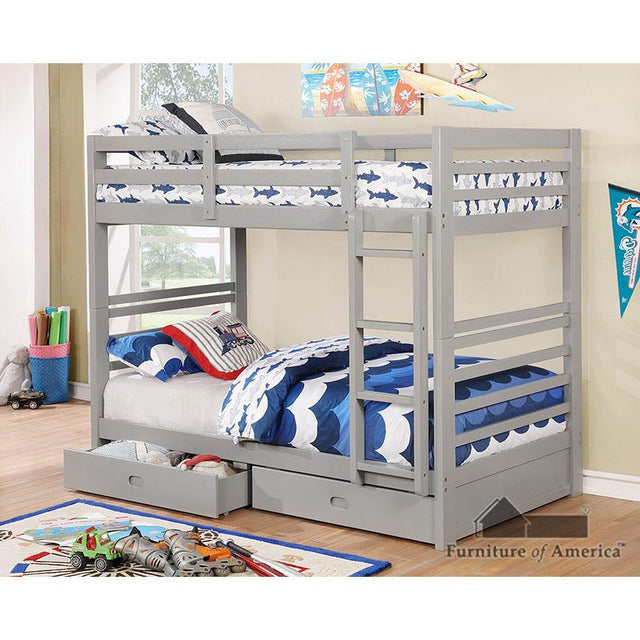 Furniture of America California Iv Twin/Twin Bunk Bed, Gray