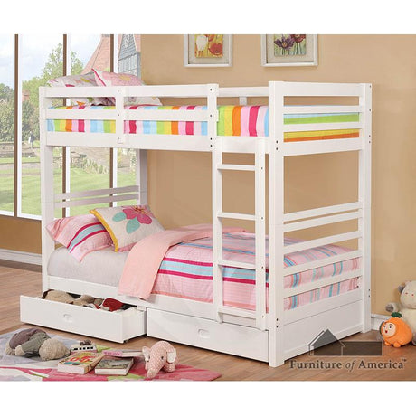 Furniture of America California Iv Twin/Twin Bunk Bed, White