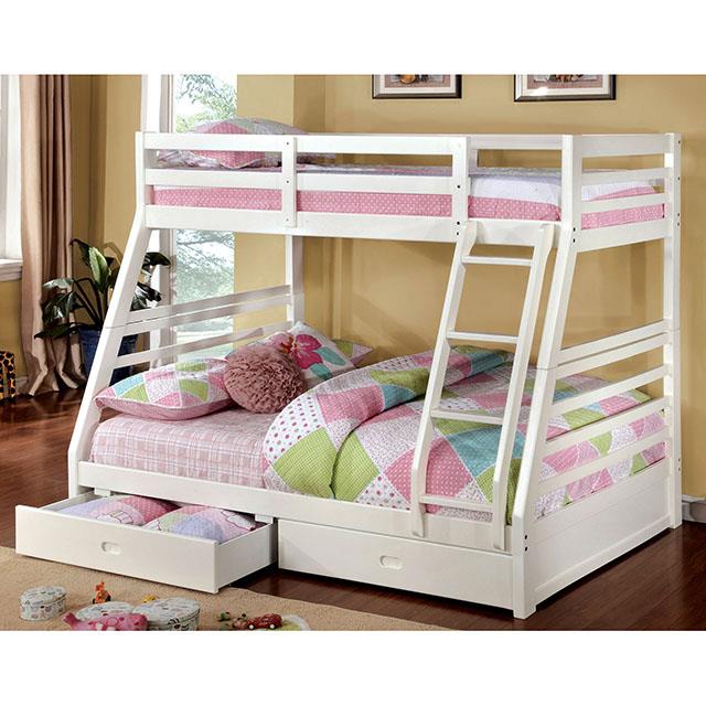 Furniture of America California III Twin/Full Bunk Bed w/ 2 Drawers, White