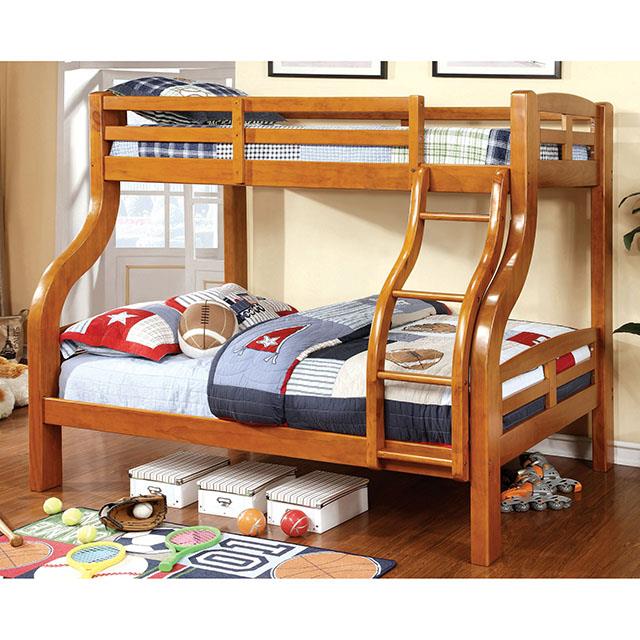 Furniture of America Solpine Twin/Full Bunk Bed, Oak