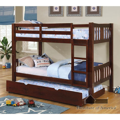 Furniture of America Cameron Twin/Twin Bunk Bed, Dark Walnut
