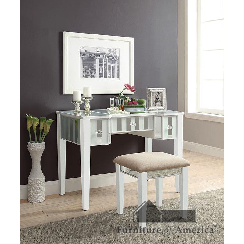 Furniture of America Joyce Vanity w/ Stool, White