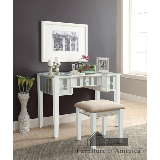 Furniture of America Joyce Vanity w/ Stool, White