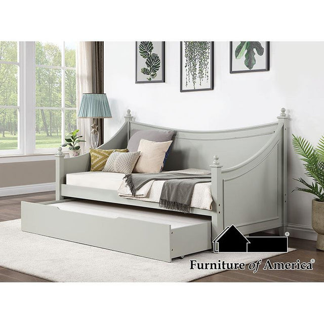 Furniture of America Lycoris Twin Daybed w/ Trundle, Light Gray