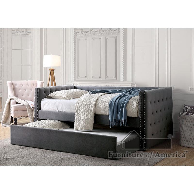 Furniture of America Susanna Daybed w/ Trundle, Gray