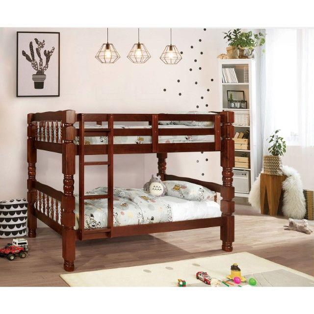Furniture of America Carolina Twin/Twin Bunk Bed, Cherry