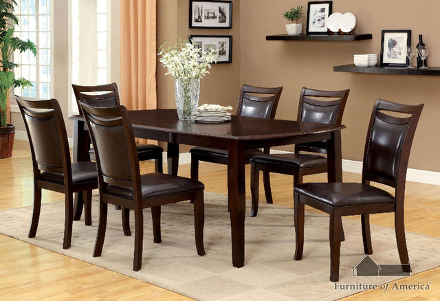 Furniture of America Woodside 7 Pc. Dining Table Set (2AC+4SC)