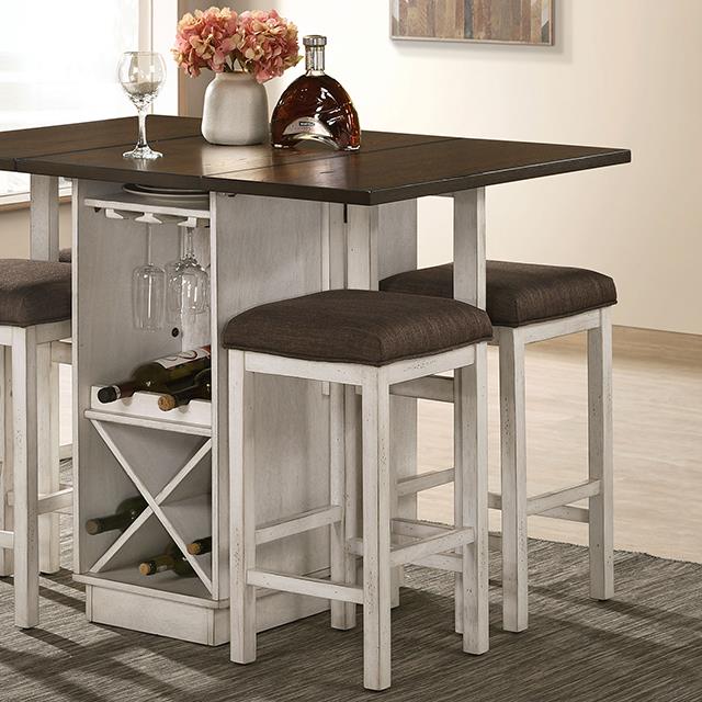 Furniture of America Bingham Counter Ht. Table w/ 2 x 15" Leaves