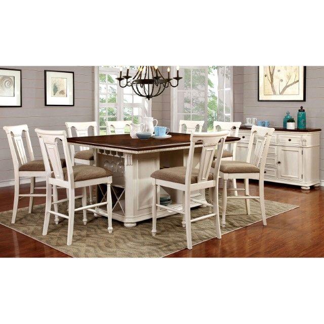 Furniture of America SABRINA 7 Pc. Counter Ht. Table Set w/ Stools
