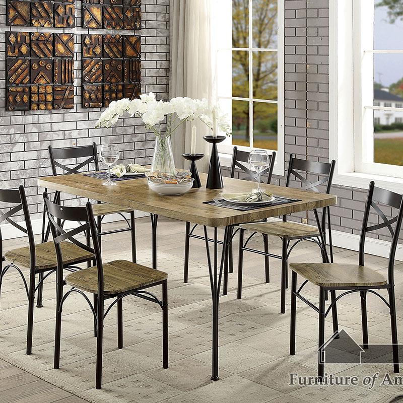 Furniture of America Banbury 7 Pc. 60" Dining Table Set, Gray