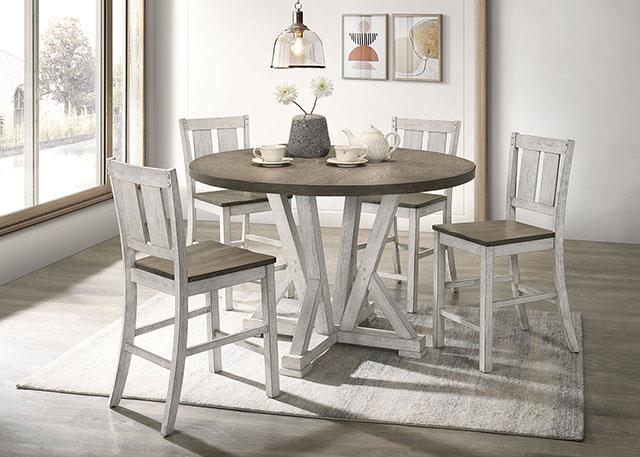Furniture of America Dakota Counter Ht. Table, A. White/Ash Brown