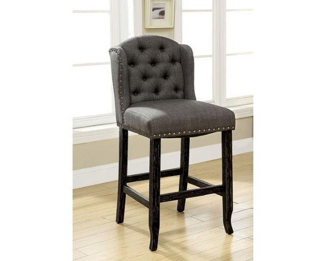Furniture of America Sania Counter Ht. Wingback Chair, D.Gray (2/CTN)