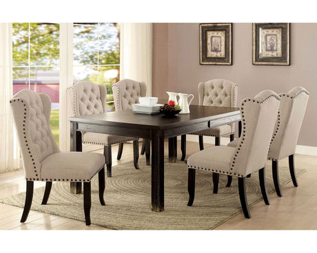 Furniture of America Sania III Table + 4 Chairs + 2-Seater Bench